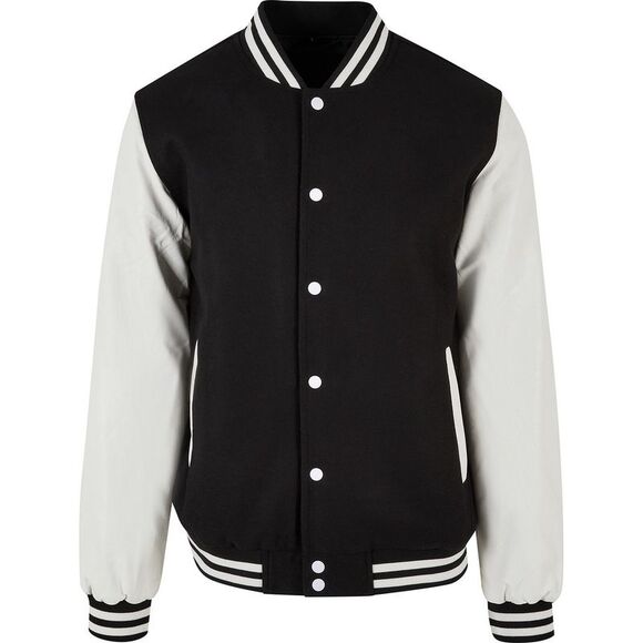 Build Your Brand Mens Old School College Varsity Jacket / Black/White